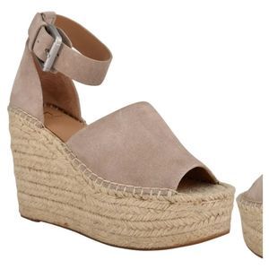 Marc Fisher Beige Leather Wedge Sandal 8